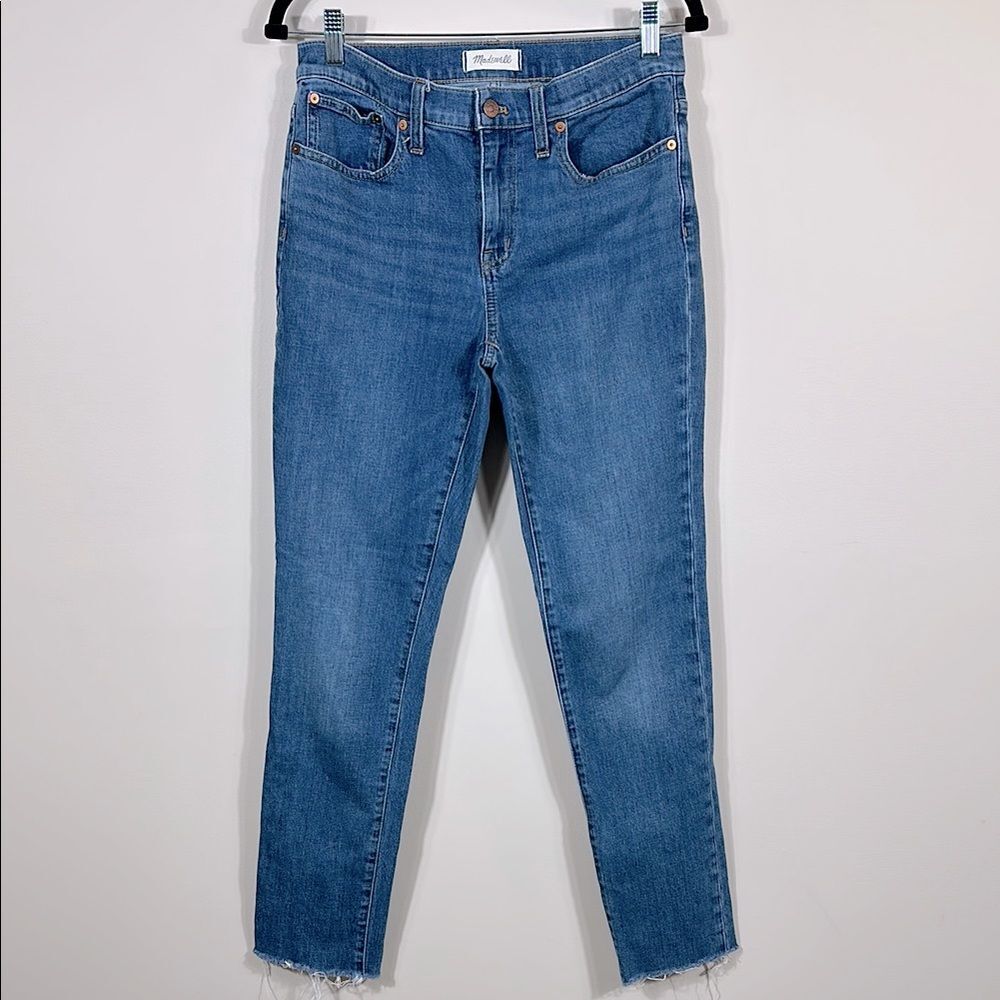 Madewell The Tall Slim Boyjean Blue Raw Hem Women Size 26T